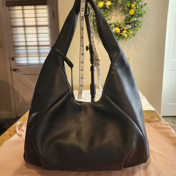 Stuart Weitzman Black Italian Leather Hobo Bag Made In Italy - Picture 2 of 11